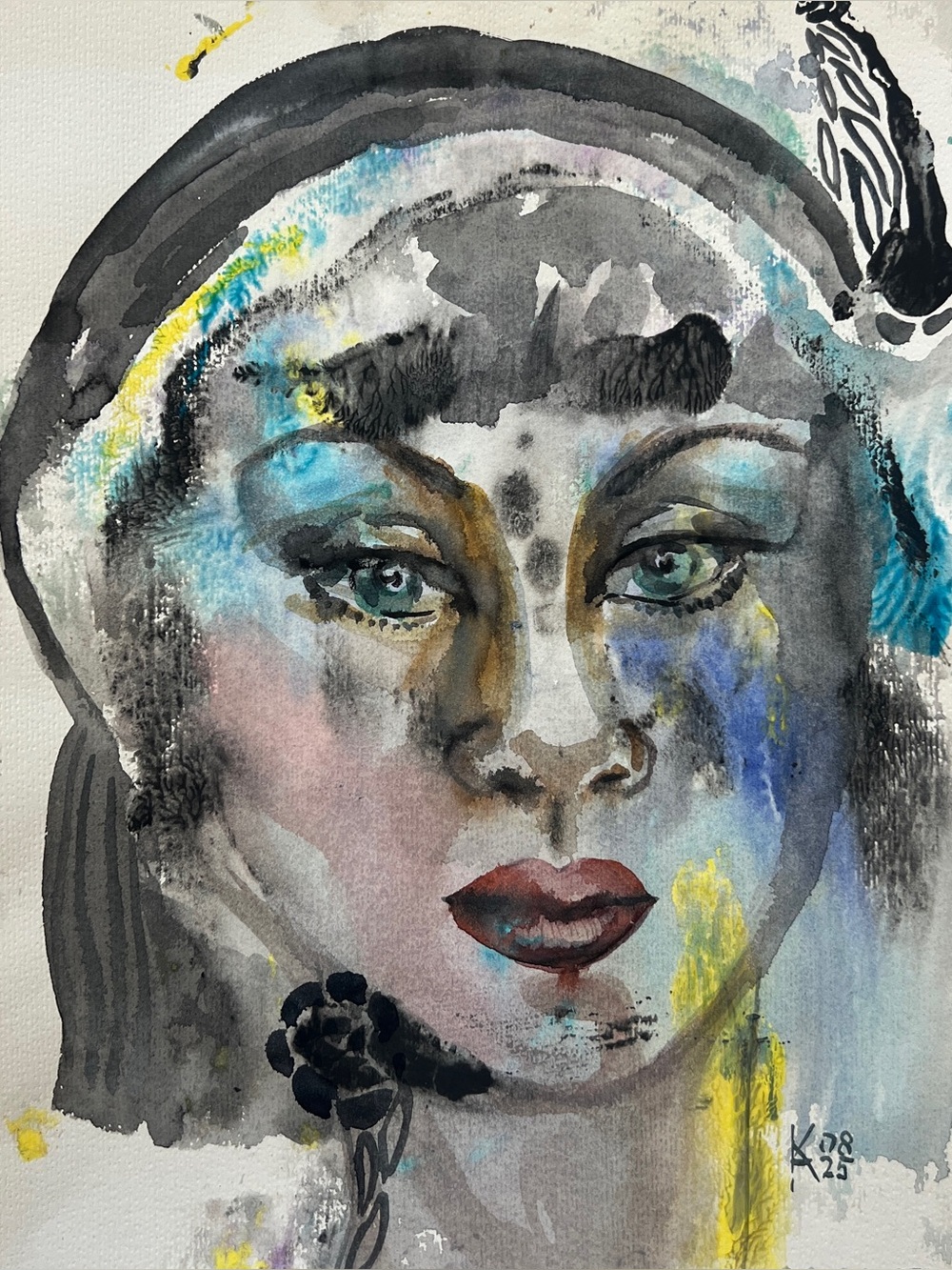 Watercolor Portrait - Original Watercolor on paper 11 x 14 inches (28 x 36 cm)